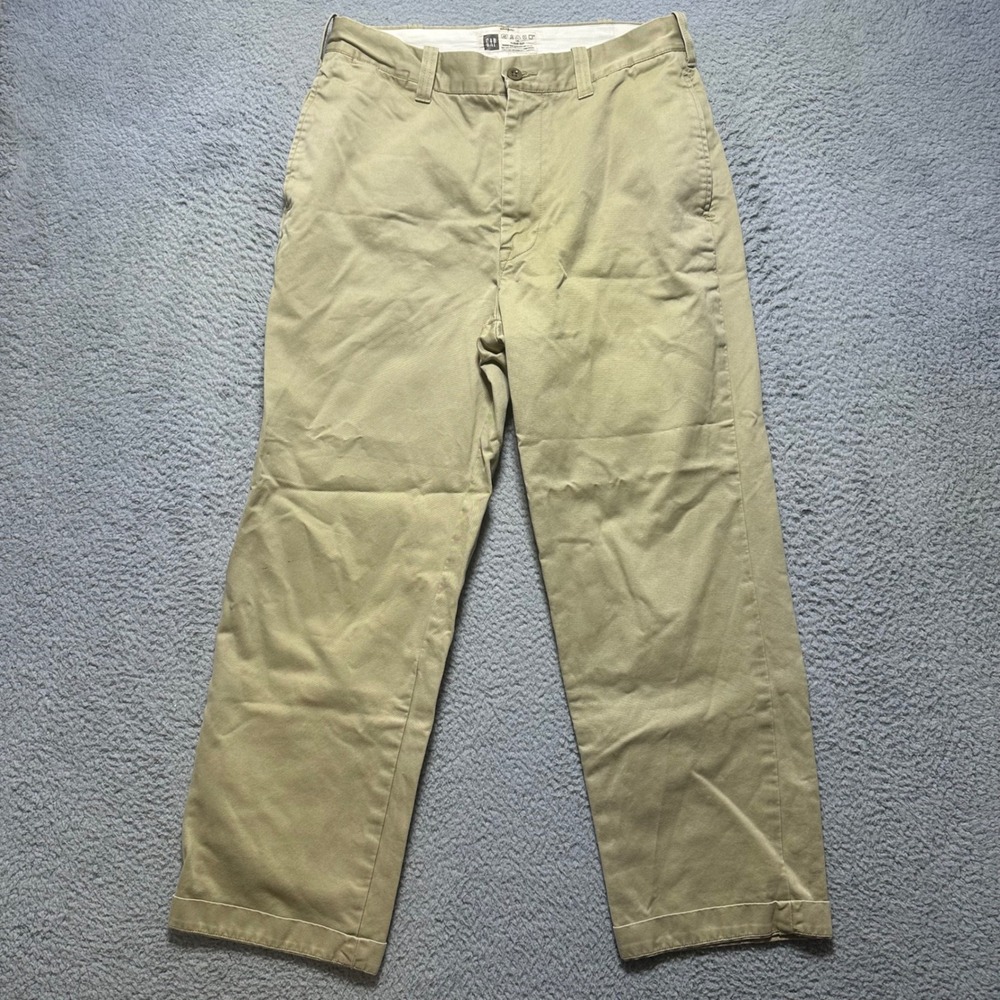Gap Clean Cut Khaki Chinos Mens 32x30 Tan Cotton Straight Leg Pants‎
